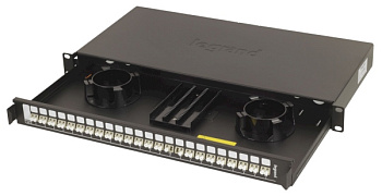 СНЯТ Полка оптическая укомплектованная выдвижная  19' - 1U - 24 LC многомодовых дуплексных коннектора  - для 48 волокон Legrand