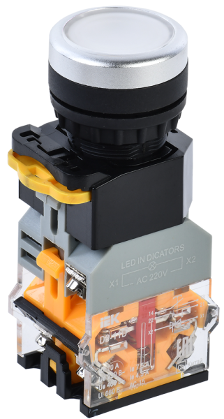 Кнопка управления D8-11D d=22мм 1з+1р с подсветкой белая IEK