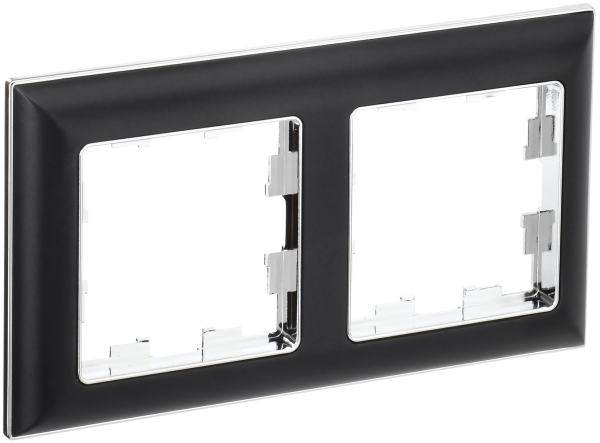 BRITE Рамка 2-мест. РУ-2-Бр хром/черн. IEK