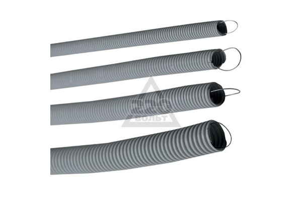 Труба ПВХ гибкая гофр. д.16мм, лёгкая с протяжкой, 100м, цвет серый DKC