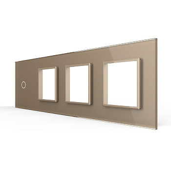 Панель для сенсорного выключателя и 3-х розеток, 1 клавиша, цвет золотой, стекло Livolo