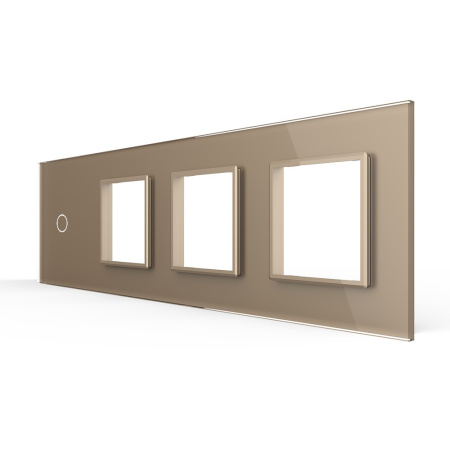 Панель для сенсорного выключателя и 3-х розеток, 1 клавиша, цвет золотой, стекло Livolo