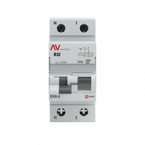 Дифференциальный автоматический выключатель DVA-6 АВДТ 1П+N 32А В 6кА 30мА Averes EKF фото 2