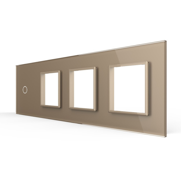 Панель для сенсорного выключателя и 3-х розеток, 1 клавиша, цвет золотой, стекло Livolo