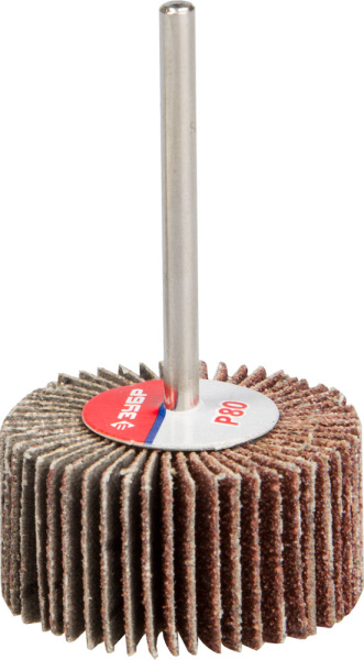 D 30x15 мм, P80, круг шлифовальный лепестковый, на шпильке d 3.2 мм ЗУБР D 30x15 мм, P80, круг шлифовальный лепестковый, на шпильке d 3.2 мм ЗУБР