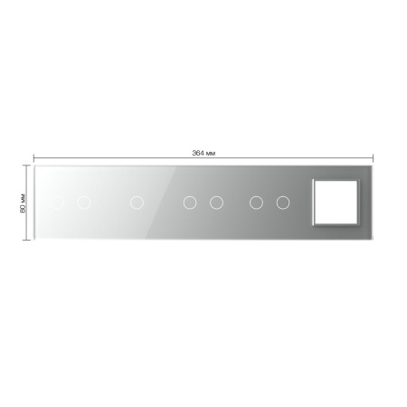 Панель для 4-х сенсорных выключателей и розетки, 7 клавиш (2+1+2+2), цвет серый, стекло Livolo