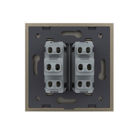 Двухклавишный механический выключатель 1 пост, цвет шампань Livolo