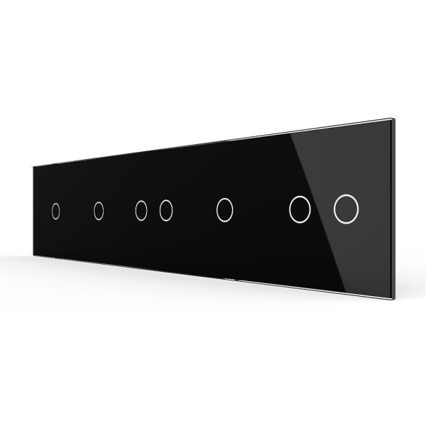 Панель для пяти сенсорных выключателей, 7 клавиш (1+1+2+1+2), цвет черный, стекло Livolo