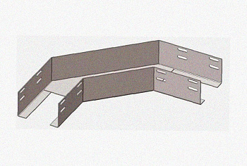 Лоток угловой глухой КГГ 200х65-90 УТ1,5 поворот на 90, горячее цинкование, S1,5
