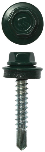 Саморезы СКД кровельные, RAL 6005 зеленый насыщенный, 29 х 4.8 мм, 2 500 шт, для деревянной обрешетки, Профессионал ЗУБР