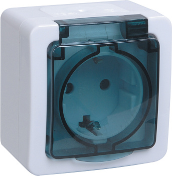 Розетка 1-местная для ОУ РСб20-3-ГПБд с з/з IP54 ГЕРМЕС PLUS (цвет крышки:дымчатый) IEK
