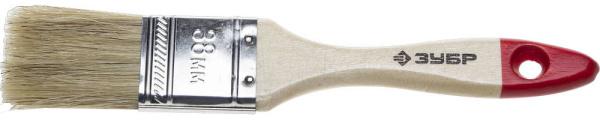 Кисть плоская "УНИВЕРСАЛ-СТАНДАРТ ", натуральная щетина, деревянная ручка, 38мм ЗУБР