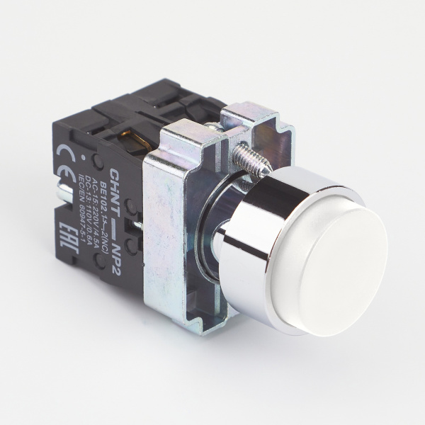 Кнопка управления NP2-BL15 без подсветки, белая, 1НО+1НЗ, IP40 (R) CHINT