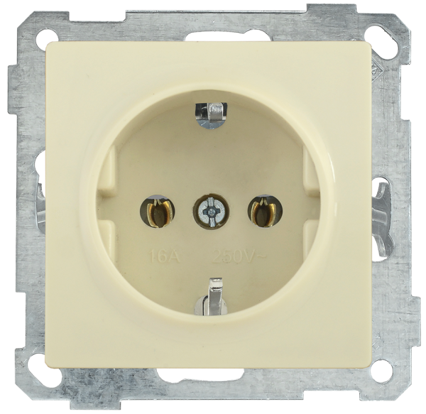 Розетка РС11-1-0-Б с з/з 16А BOLERO кремовый IEK