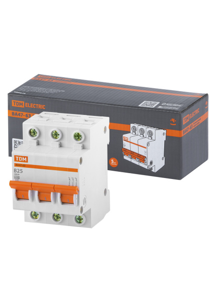 Выключатель автоматический ВА МОД ВА47-63 3П 25А 4,5кА В TDM