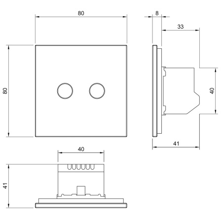 Двухклавишный умный сенсорный выключатель EC, 1 пост, цвет синий Livolo