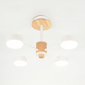 Люстра под лампу GCHL-4GX53-M Белая+Дерево Элизиум General