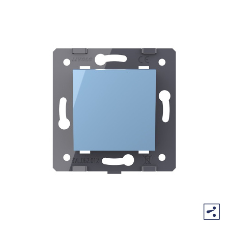 Одноклавишный проходной механический выключатель, цвет синий (механизм) Livolo