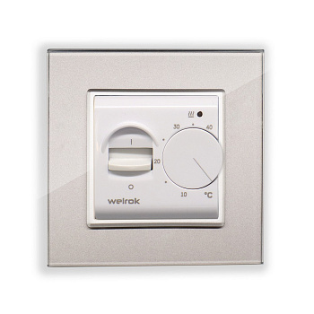 Терморегулятор Welrok MEX для рамки LIVOLO с механическим управлением, датчик пола 3 м, цвет белый с серой рамкой