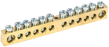 Шина PEN "земля-ноль" 8х12мм 12/1 (12групп/крепеж по центру) IEK