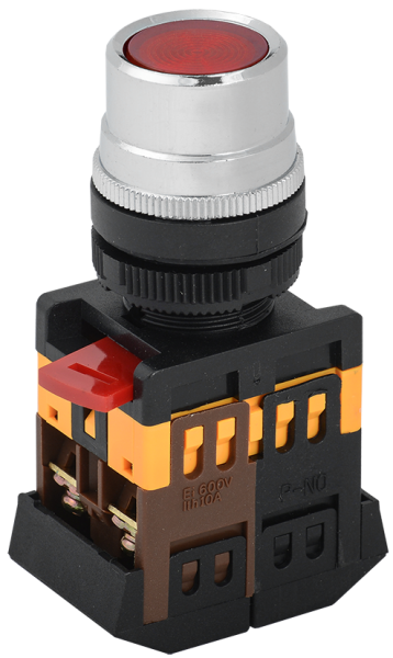 Кнопка ABLF-22 красный d=22мм неон/240В 1з+1р IEK