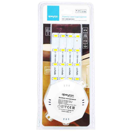 12-09 Комплект светод. линеек "Звездочка" для н/п свет-ка 220В,16Вт, smd5730, IP30,1200Лм, 3000К,Ø220мм APEYRON