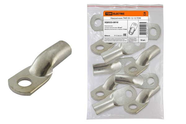 Наконечник кабельный медный луженый под опрессовку ТМЛ 95-12-15 ГОСТ 7386-80 TDM