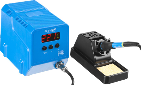 Низкотемпературная паяльная станция цифровая 60Вт, 50-480°C, керамический нагреватель, ПСН-60 ЗУБР