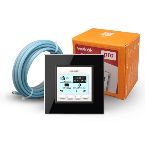 Терморегулятор Welrok PRO для рамки LIVOLO с электронным управлением, датчик воздуха, датчик пола 3 м, цвет белый с черной рамкой фото 3