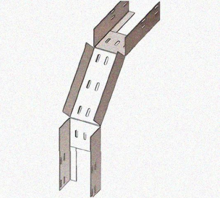 Лоток перфорированный КС 75х50-90 УТ1,5 для поворота трассы вниз на 90, горячее цинкование, S1,5
