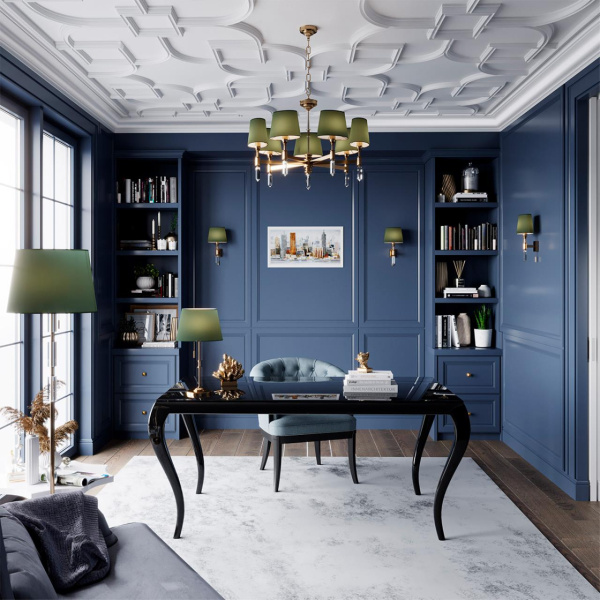 Торшер E27 1*60W LONDON бронзовый/зеленый/абажур ткань ODEON LIGHT