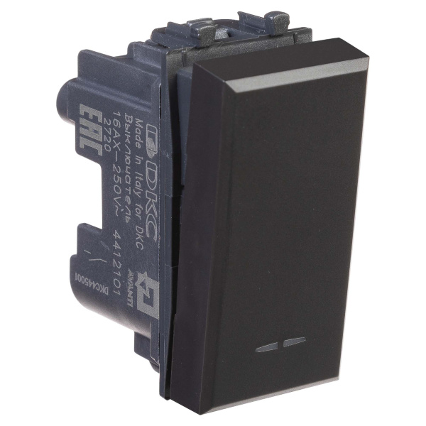 Выключатель модульный, "Avanti", "Черный матовый", 1 модуль DKC