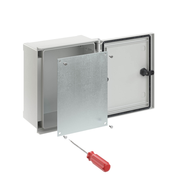 Монтажная панель для цельного навесного шкафа из фибергласа, металл, 500х400 (ВхШ) мм DKC