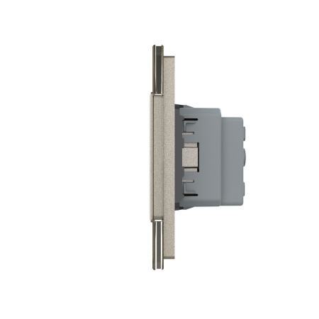 Сенсорный выключатель 3 клавиши (2-1) с розеткой 3 поста, цвет шампань Livolo