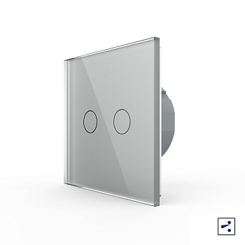 Сенсорный проходной выключатель 2 клавиши 1 пост Серый Livolo