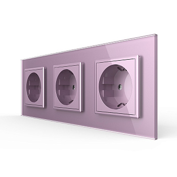 Розетка электрическая 16А 3 поста, цвет розовый Livolo
