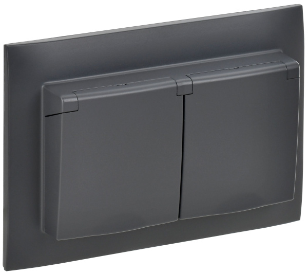 SKANDY Розетка 2-местная и крышкой 16А в сборе IP44 SK-R12T титан IEK