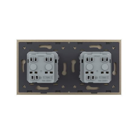 Розетка электрическая 16А 2 поста, цвет шампань Livolo