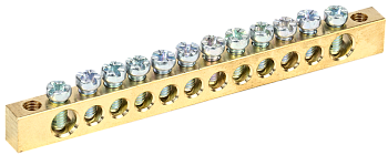 Шина PEN "земля-ноль" 6х9мм 12/2 (12групп/крепеж по краям) IEK