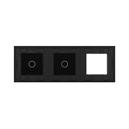 Панель для розетки и двух сенсорных выключателей, 2 клавиши (1+1), цвет черный, стекло Livolo фото 4