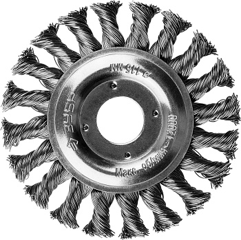 Профессионал. Щетка дисковая для УШМ, плетеные пучки стальной проволоки 0,5мм, 115х22мм ЗУБР