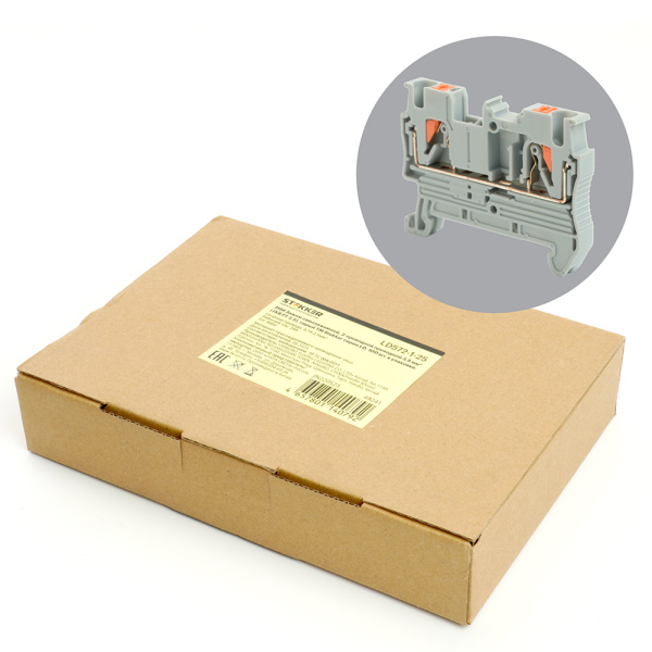 Зажим пружинный, 2-проводной проходной ЗНИ - 2,5, JXB PT 2,5, серый LD572-1-25 STEKKER