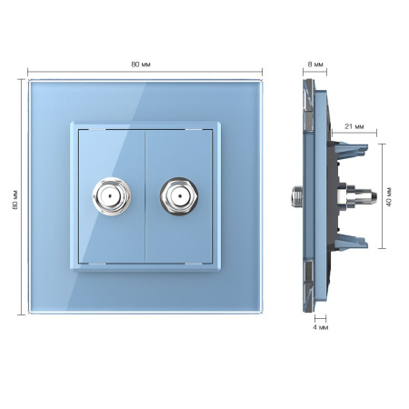 Розетка спутниковая SAT двойная Синяя Livolo