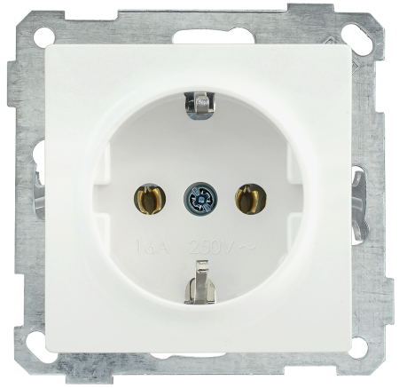 Розетка РС11-1-0-Б с з/з 16А BOLERO белый IEK
