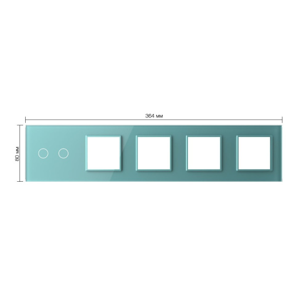 Панель для сенсорного выключателя и 4-х розеток, 2 клавиши, цвет зеленый, стекло Livolo