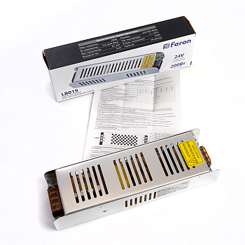 Блок питания для светодиодной ленты 200W 24V (драйвер), LB019 Feron