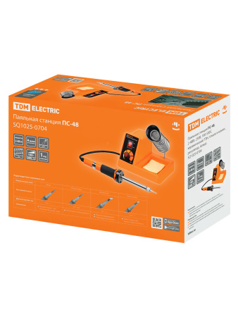 Паяльная станция ПС-48, 2-48Вт, 230В, 160-500С, керамический ТЭН, 4 жала в компл., регулятор, Алмаз