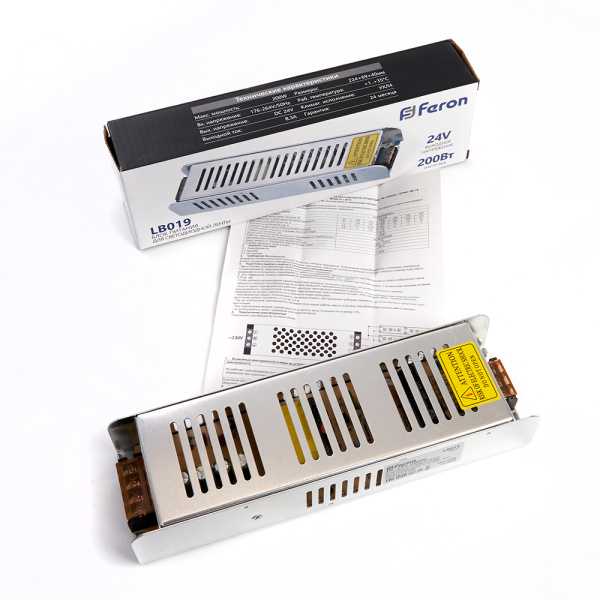 Блок питания для светодиодной ленты 200W 24V (драйвер), LB019 Feron