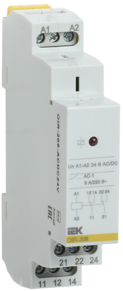 Реле промежуточное модульное OIR 2 контакта 8А 24В AC/DC IEK