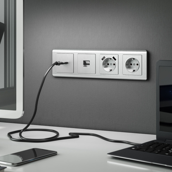 Stream Рамка на 4 поста (серебряный) Werkel